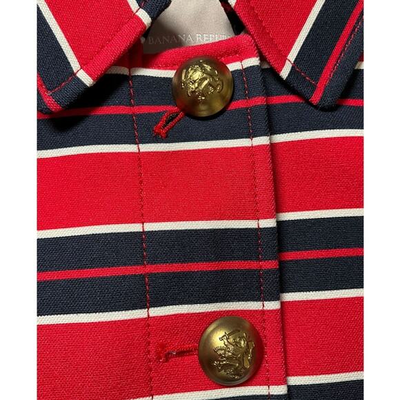 Banana Republic Red & Navy Striped Half Trench Coat Size XS (NWOT) Preppy Lux - Picture 8 of 12